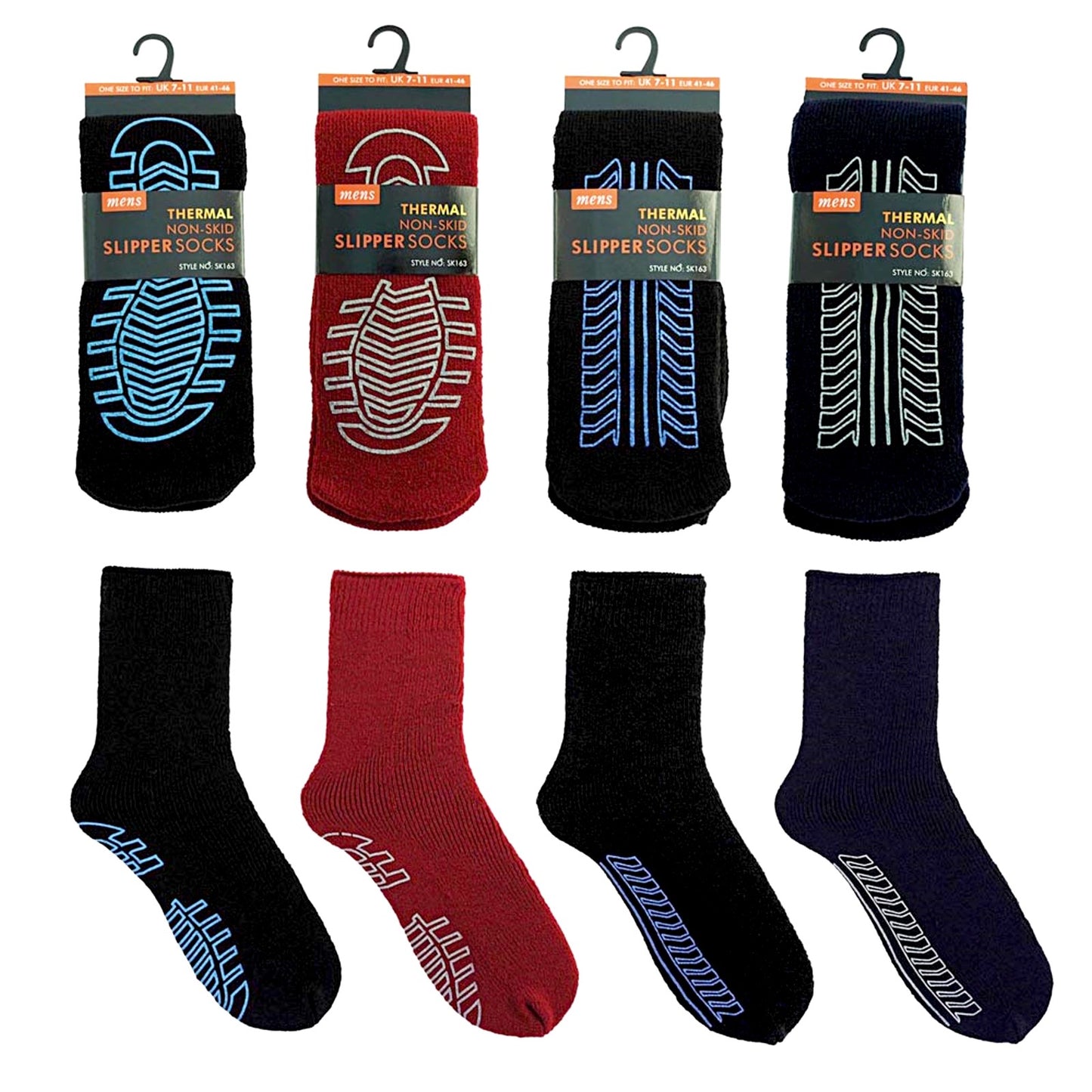 4 Pairs Men's Non-Skid Slipper Socks size 7-11 EUR 41-46