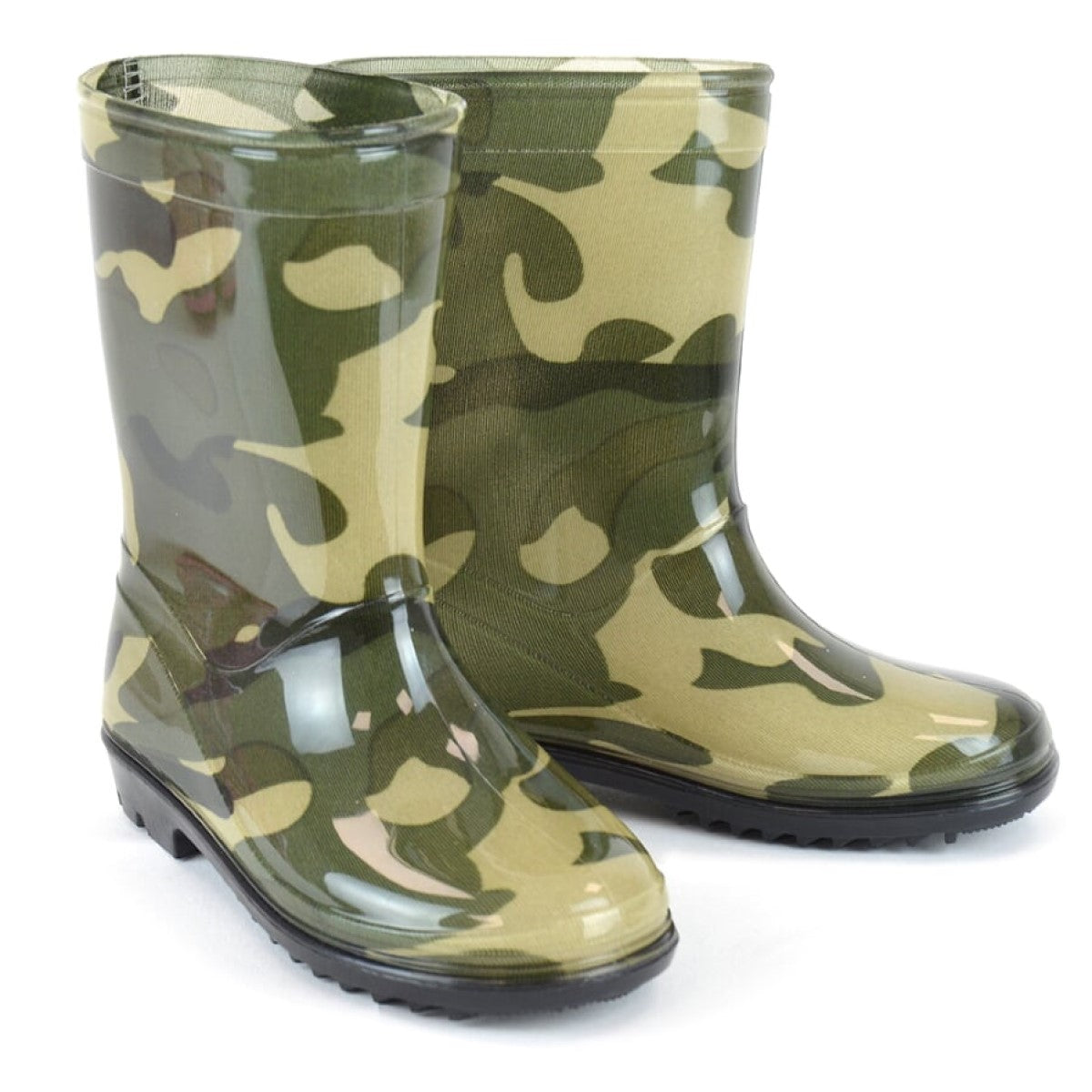 Boys Green Camo Wellington Boots Wellies