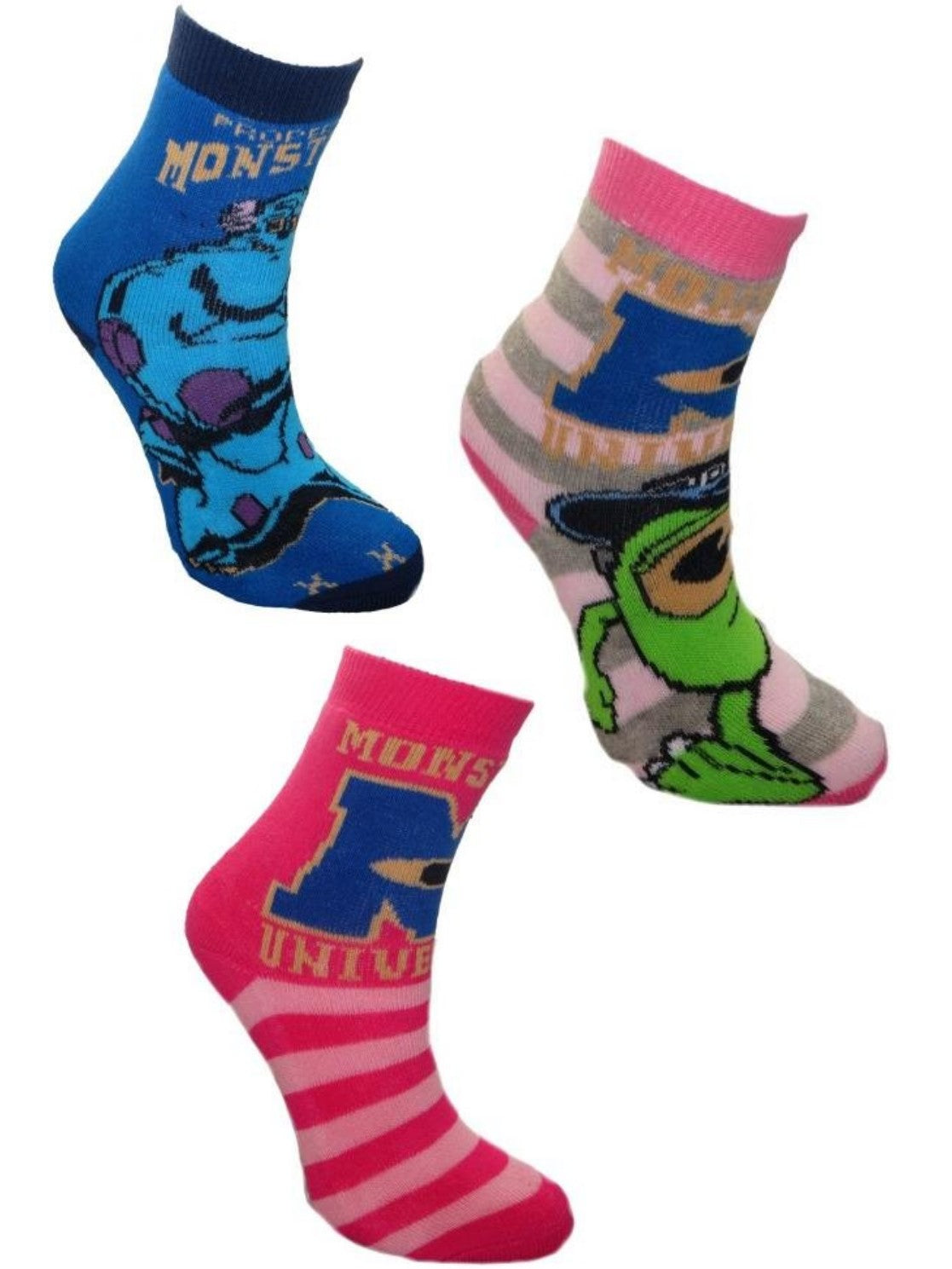 Disney Monsters University Girl’s 3 pack Non Skid Slipper Socks