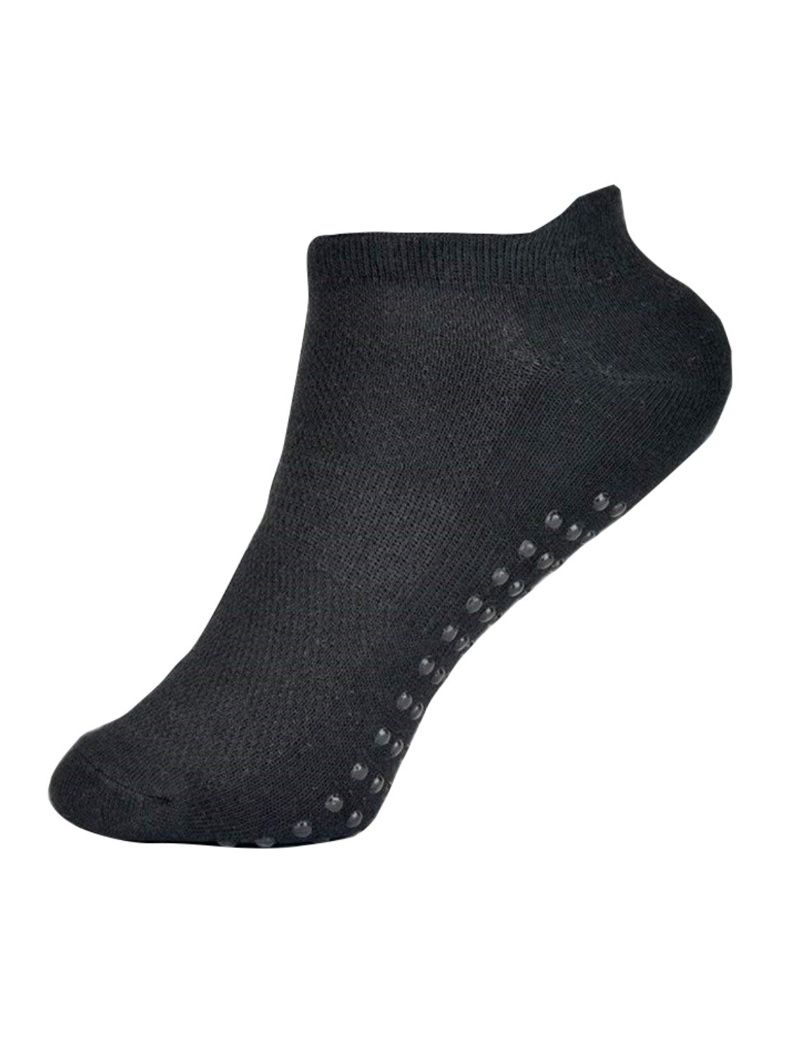 6 Pairs Girls' Cotton-Rich Black Trainer Socks with Sole Grippers (9-12)