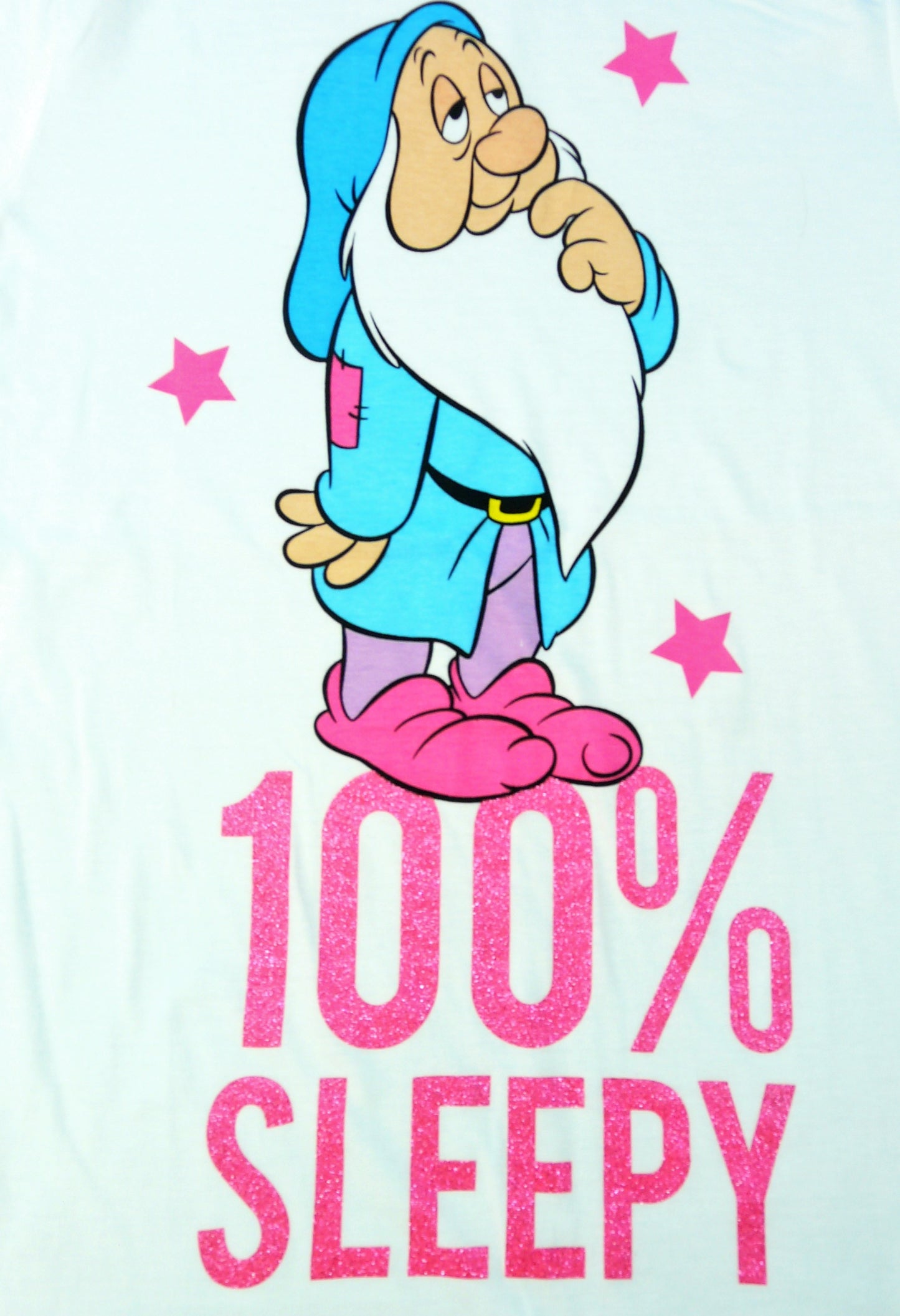 Sleepy Dwarf Ladies Pyjamas 100% Sleepy" Disney Snow White Size 8-14