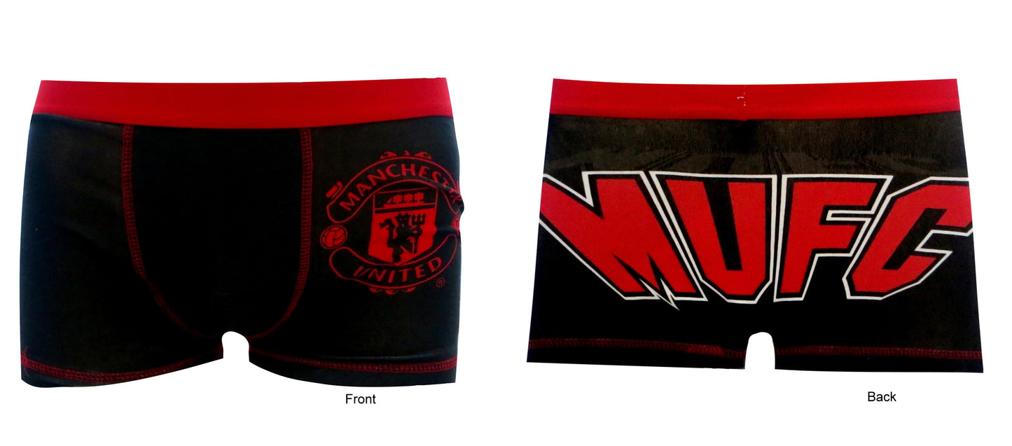 Manchester United Football Club Boys Black Boxer Shorts Age 5-8 Years Available