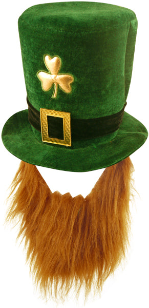 Leprechaun Top Hat with attached beard for Adults or Children St Patricks Day