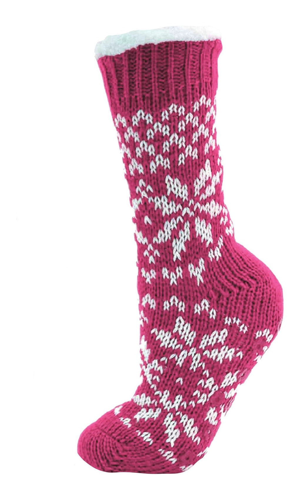 Ladies Chunky Patterned Knit Slipper Socks Size 4-6 EUR 36-39 Pink