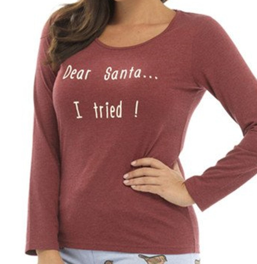 Ladies “Dear Santa. I Tried” Christmas Pyjama Set Size UK 16-18
