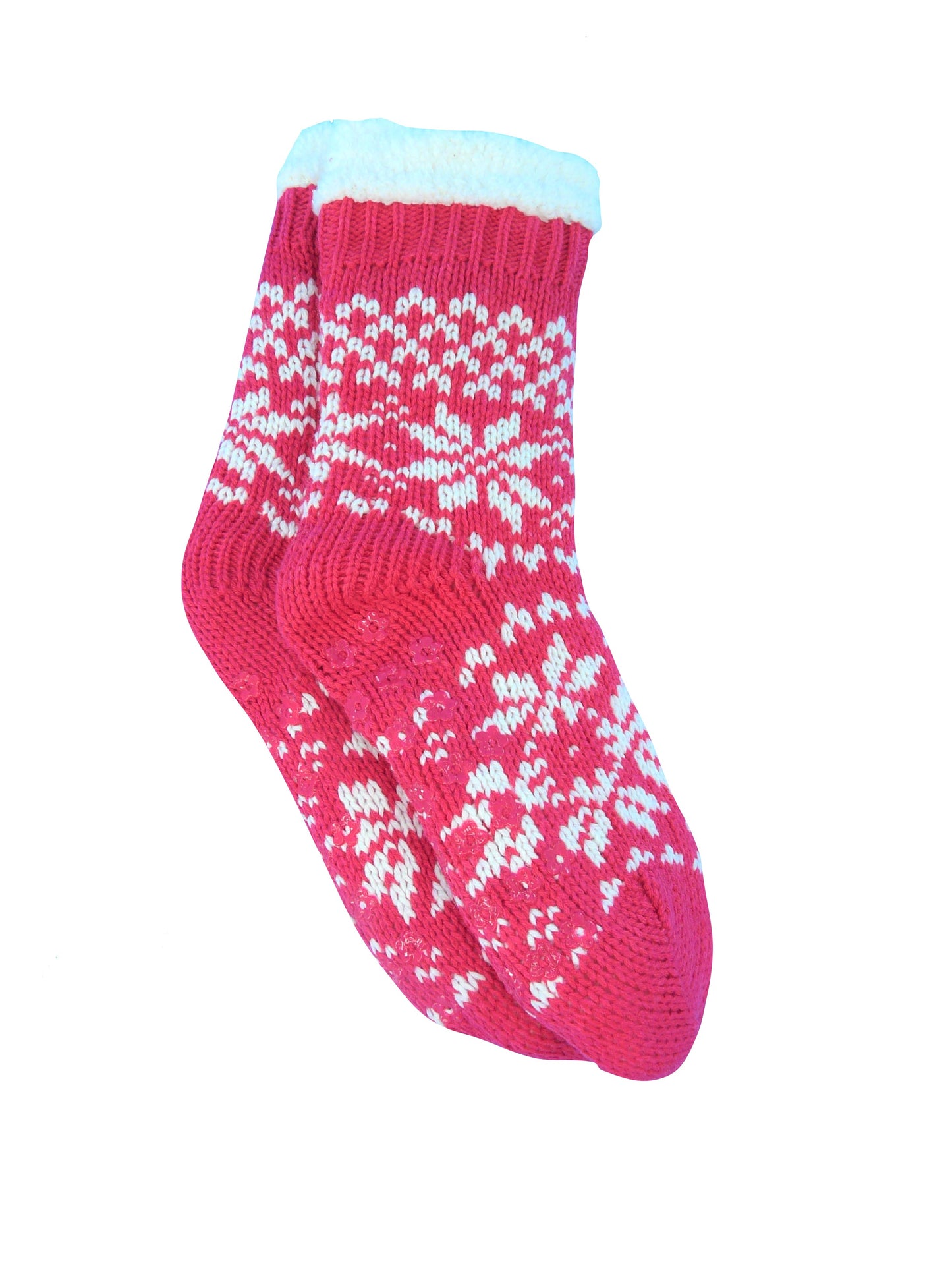 Ladies Chunky Patterned Knit Slipper Socks Size 4-6 EUR 36-39 Pink