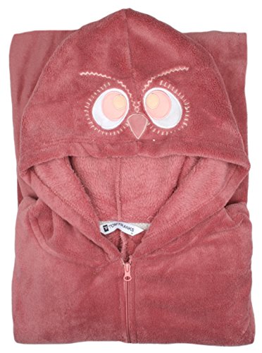 Ladies Luxury Pink Fleece All In One Fleecy Pyjamas with Owl face Hood