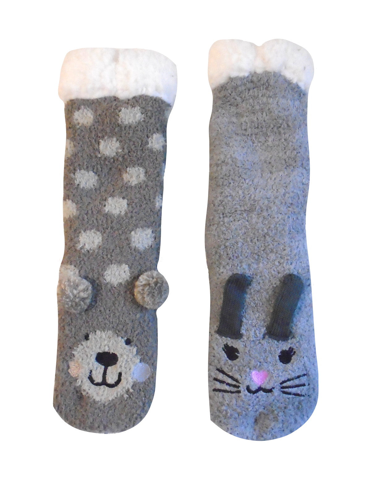 Ladies 2 pack Animal Cosy socks with Grippers One Size