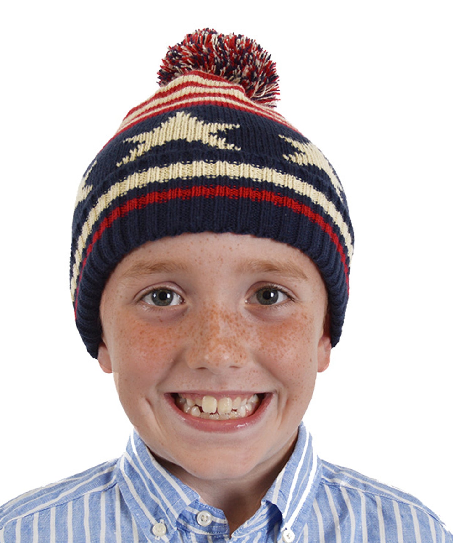 Boys Stars & Stripes Knitted Bobble Hat