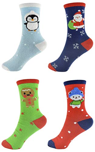 Children's Christmas Socks - 4 Pack - UK 4-6