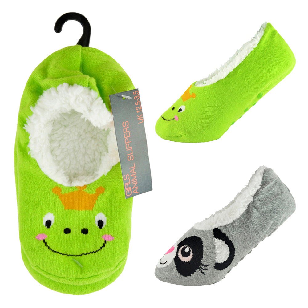 Girls 2 Pack Animal Slipper Sock with Grips