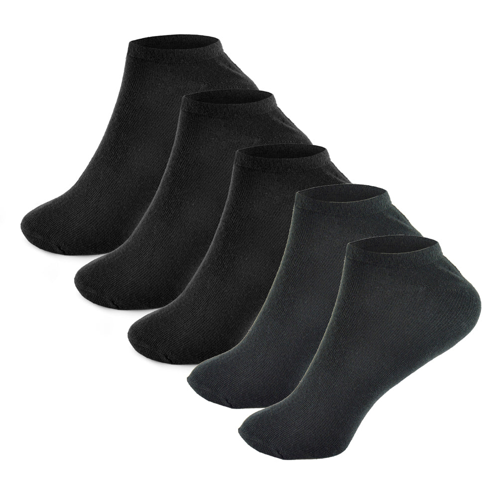 5 Pairs Ladies Cotton-Rich Black Trainer Socks