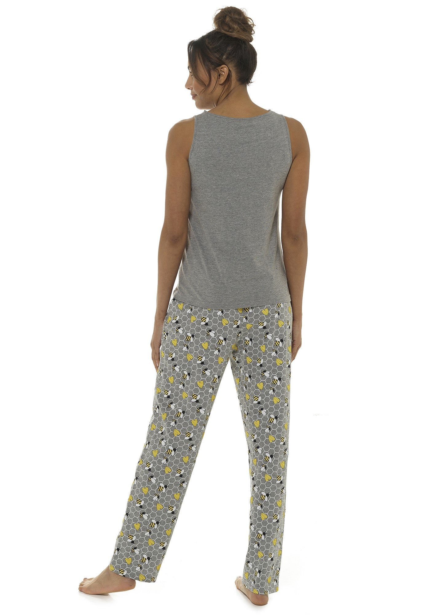 Ladies "Save the Bees" Bee Print Sleeveless Ruffle Top Cotton Pyjamas