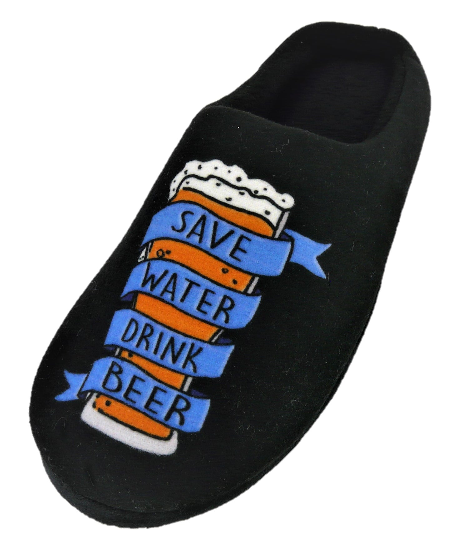 Men’s Novelty Mule Slippers “Save Water Drink Beer”