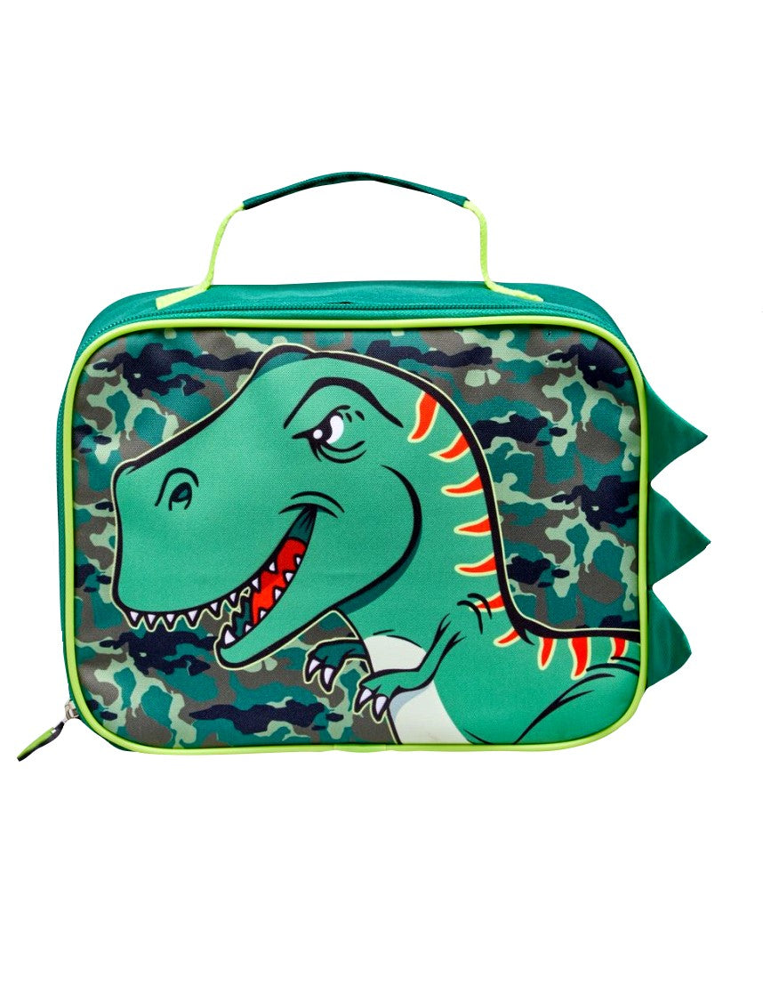 Kids Dinosaur and Camo Pattern Green Insulated Lunch Bag