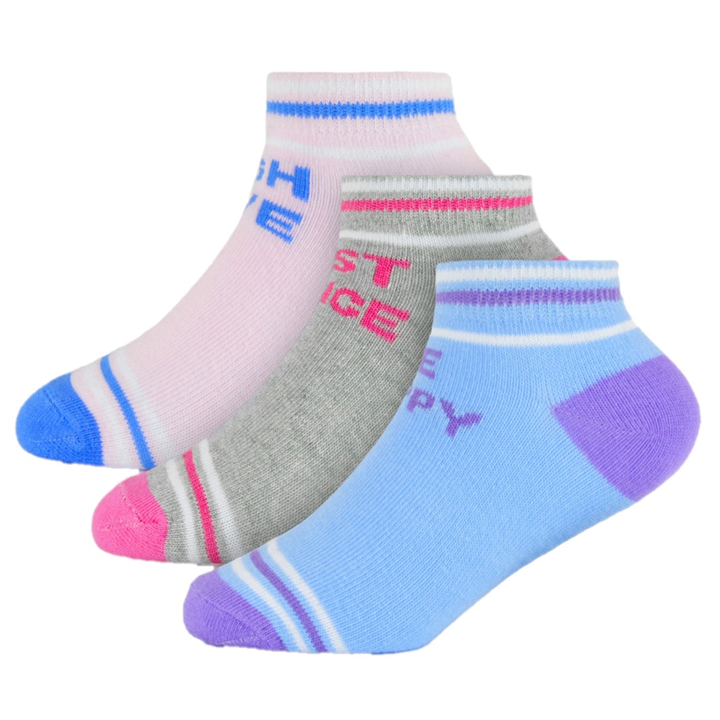 Girls Patterned Cotton-Rich Multicoloured Trainer Socks - 6 Pairs