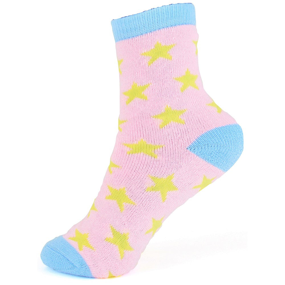 Girls Stars & Hearts Patterned Thermal Socks 4 Pack