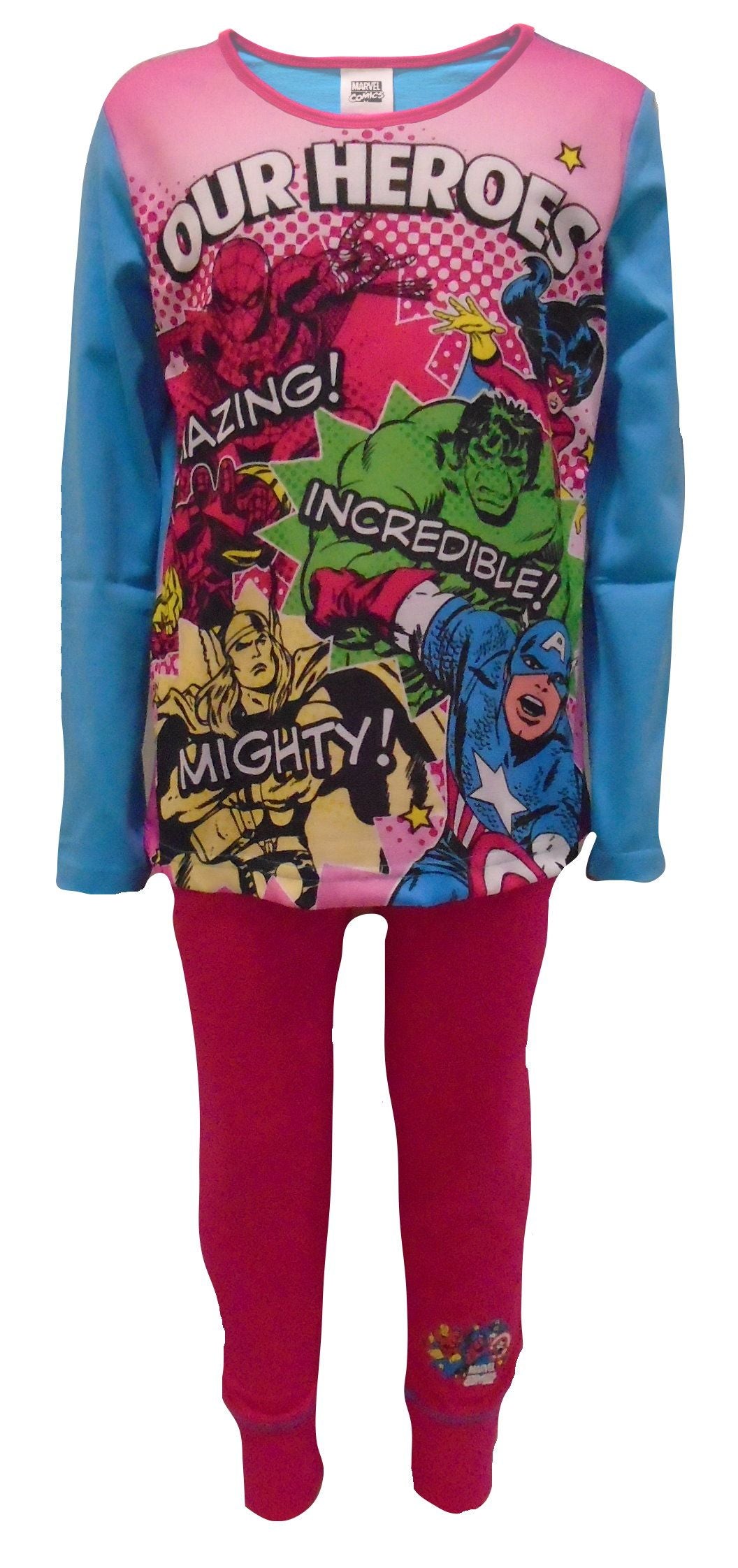 Marvel Comics "Our Heroes" Girl's 2 Piece Pyjama Set