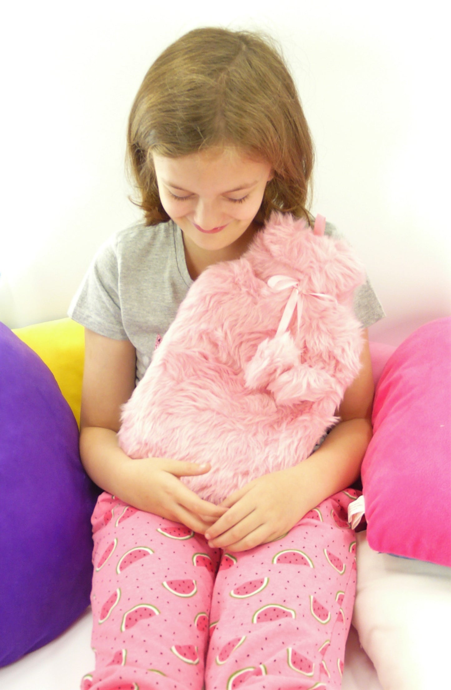Slumberzzz Lush Plush with Pom Pom Hot Water Bottle 2 Litre Pink