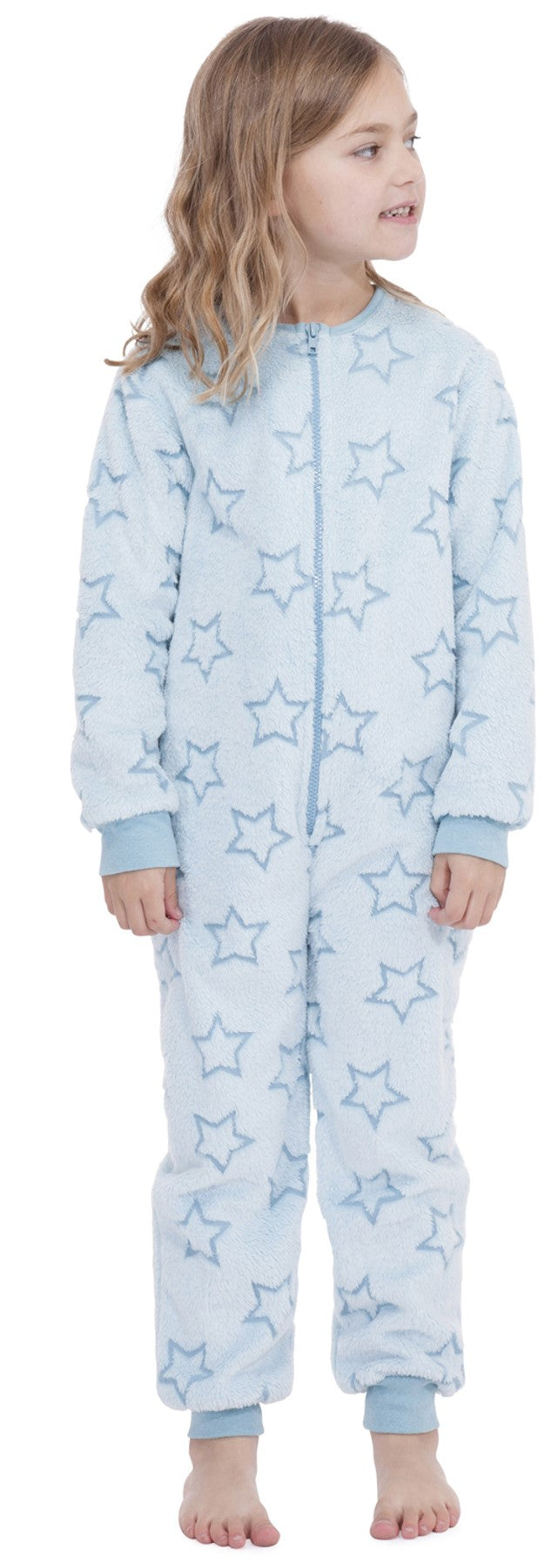 Girls Star Embossed Furry Feel All In One Sleepwear