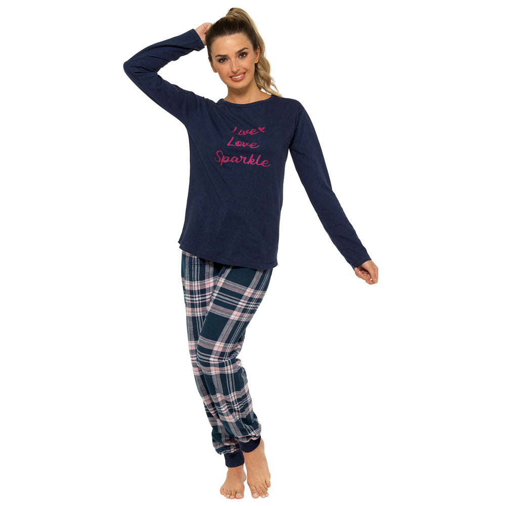 Ladies 'Live Love Sparkle' Pyjama Set in a Gift Bag - ideal for Christmas