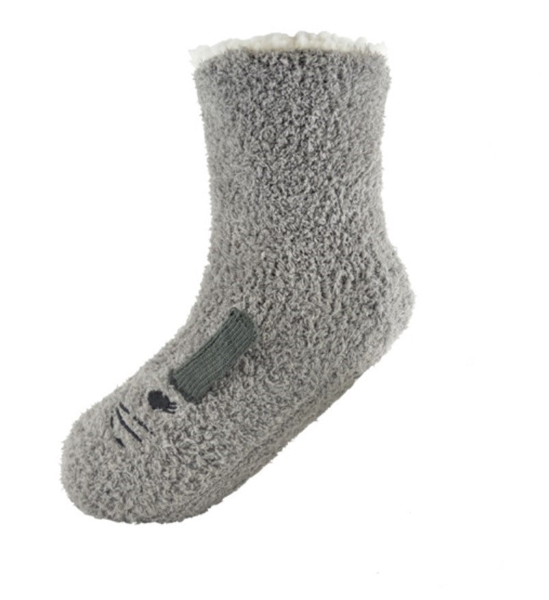 Ladies Fleece Animal Slipper Socks One Size