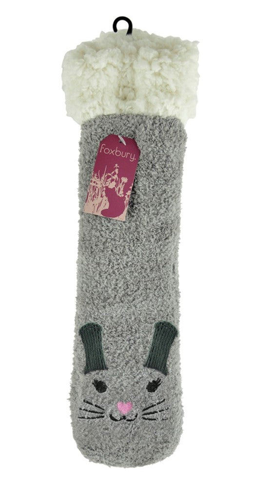 Ladies Fleece Animal Slipper Socks One Size