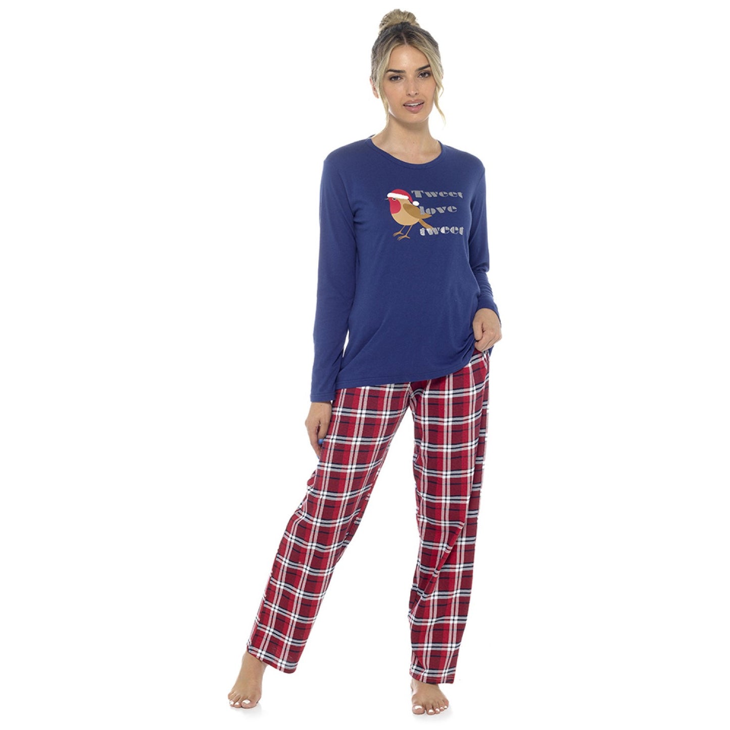 Ladies Christmas Patterned Cotton Jersey Pyjamas Loungewear