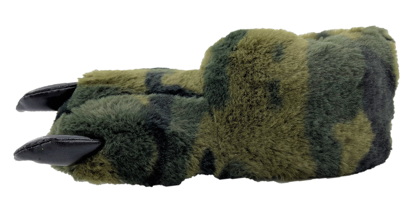 Novelty 3D Claw Boys Camo Pattern Faux Fur Slippers
