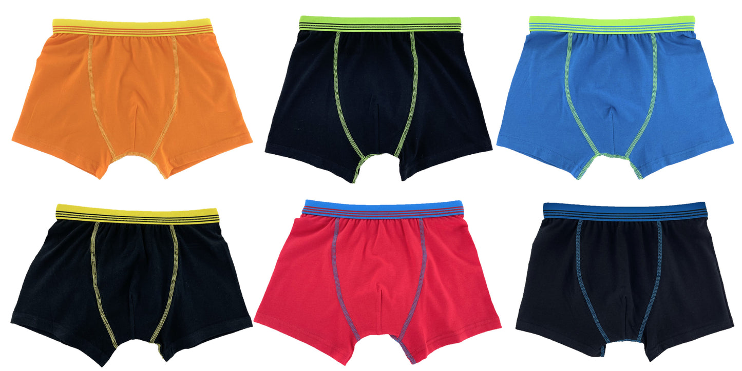 6 Pairs Boys Stretch Cotton Jersey Trunks Boxer Shorts