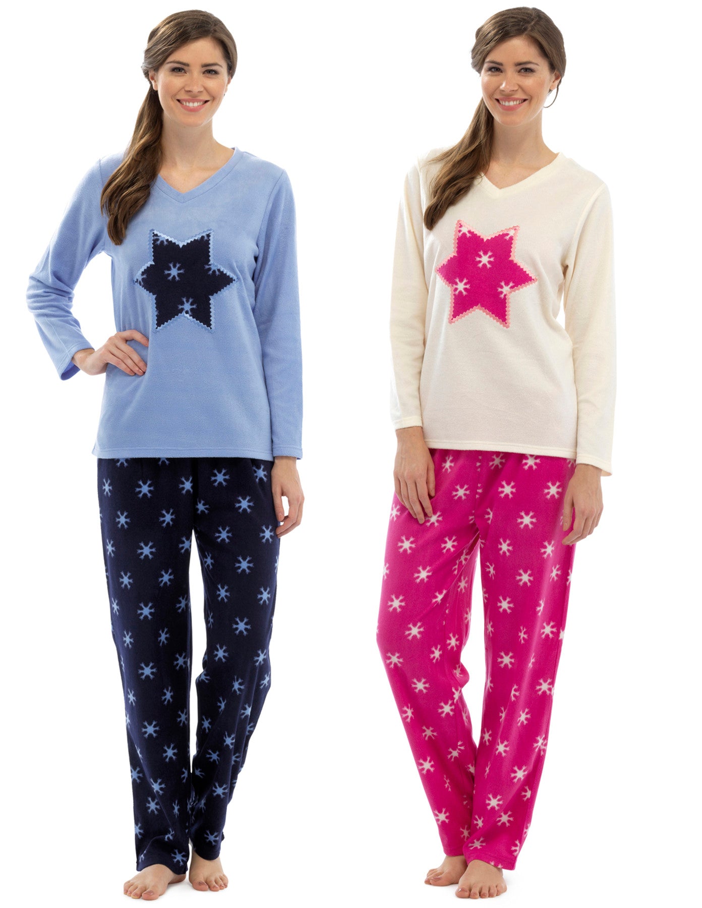 Ladies Fleece Snowflake Pyjamas