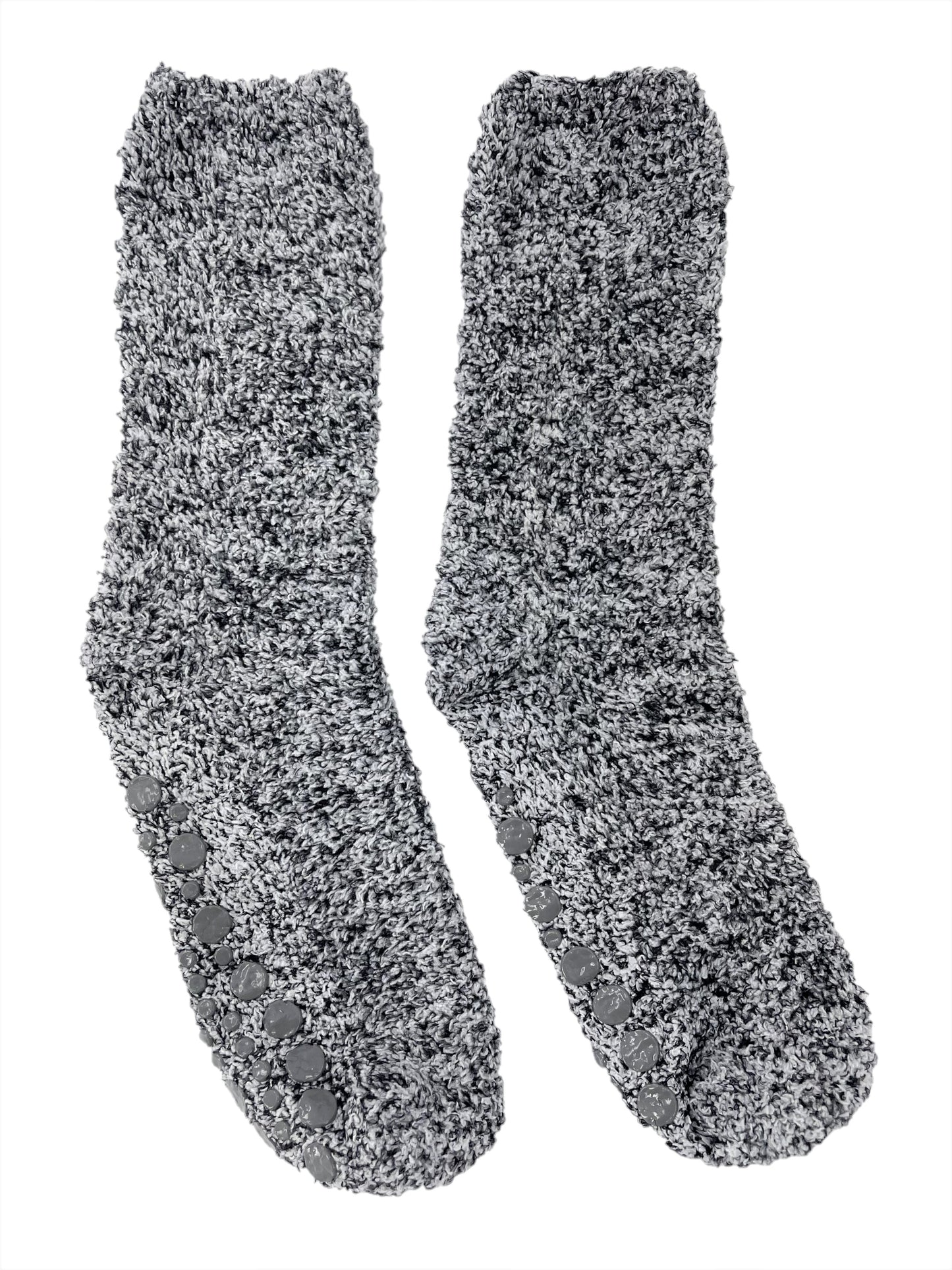 2 Pairs Mens Grey Marl Non-Skid Gripper Slipper Socks