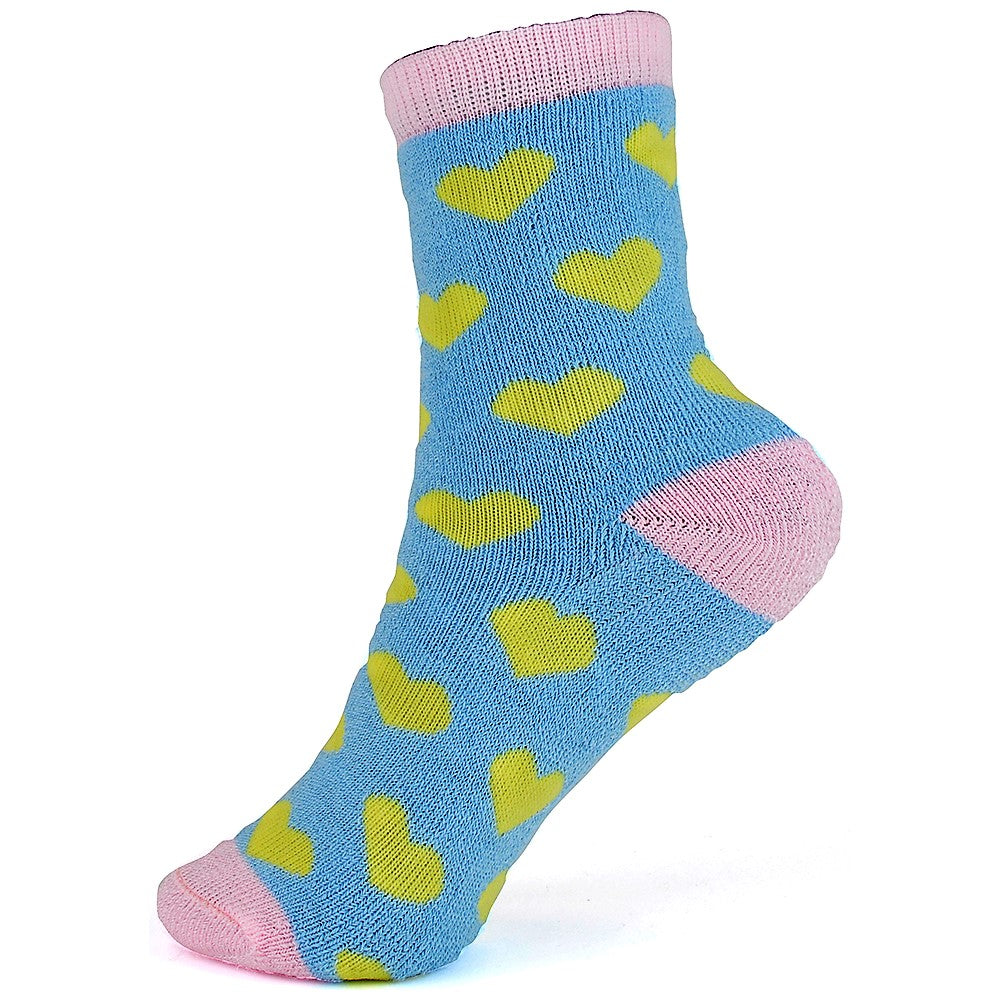 Girls Stars & Hearts Patterned Thermal Socks 4 Pack