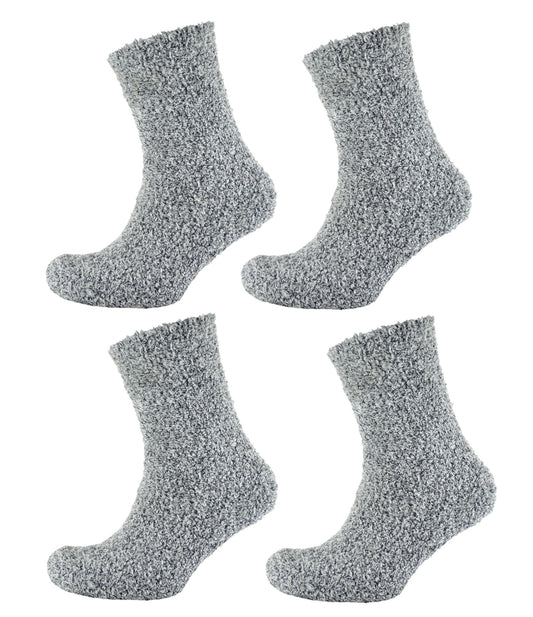 4 Pairs Mens Grey Marl Non-Skid Gripper Slipper Socks