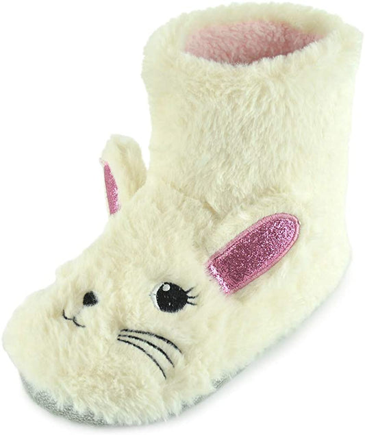 Girls Faux Fur Bunny Bootie Slippers
