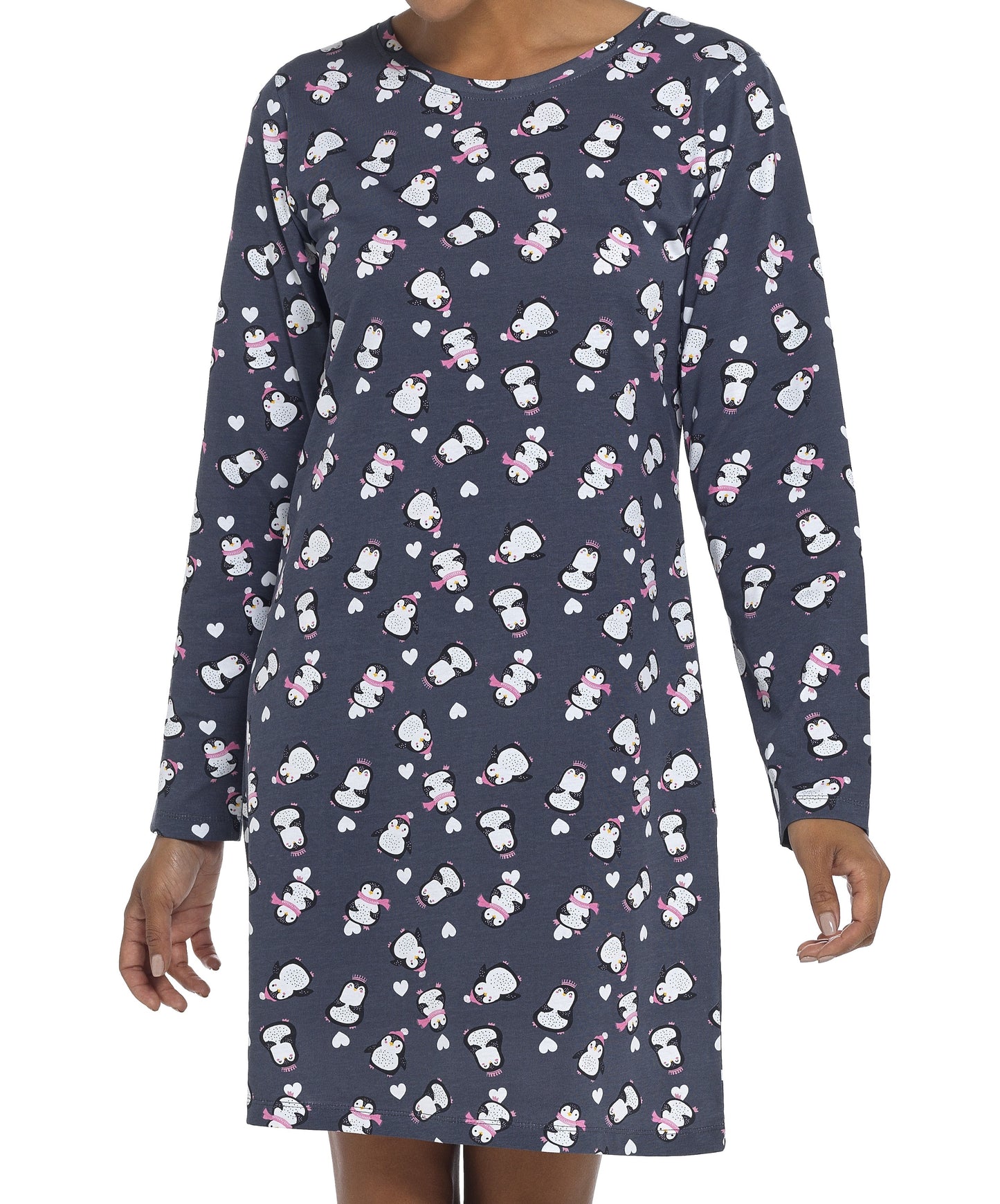 Ladies Penguin Print 100% Cotton Jersey Nightie Nightdress