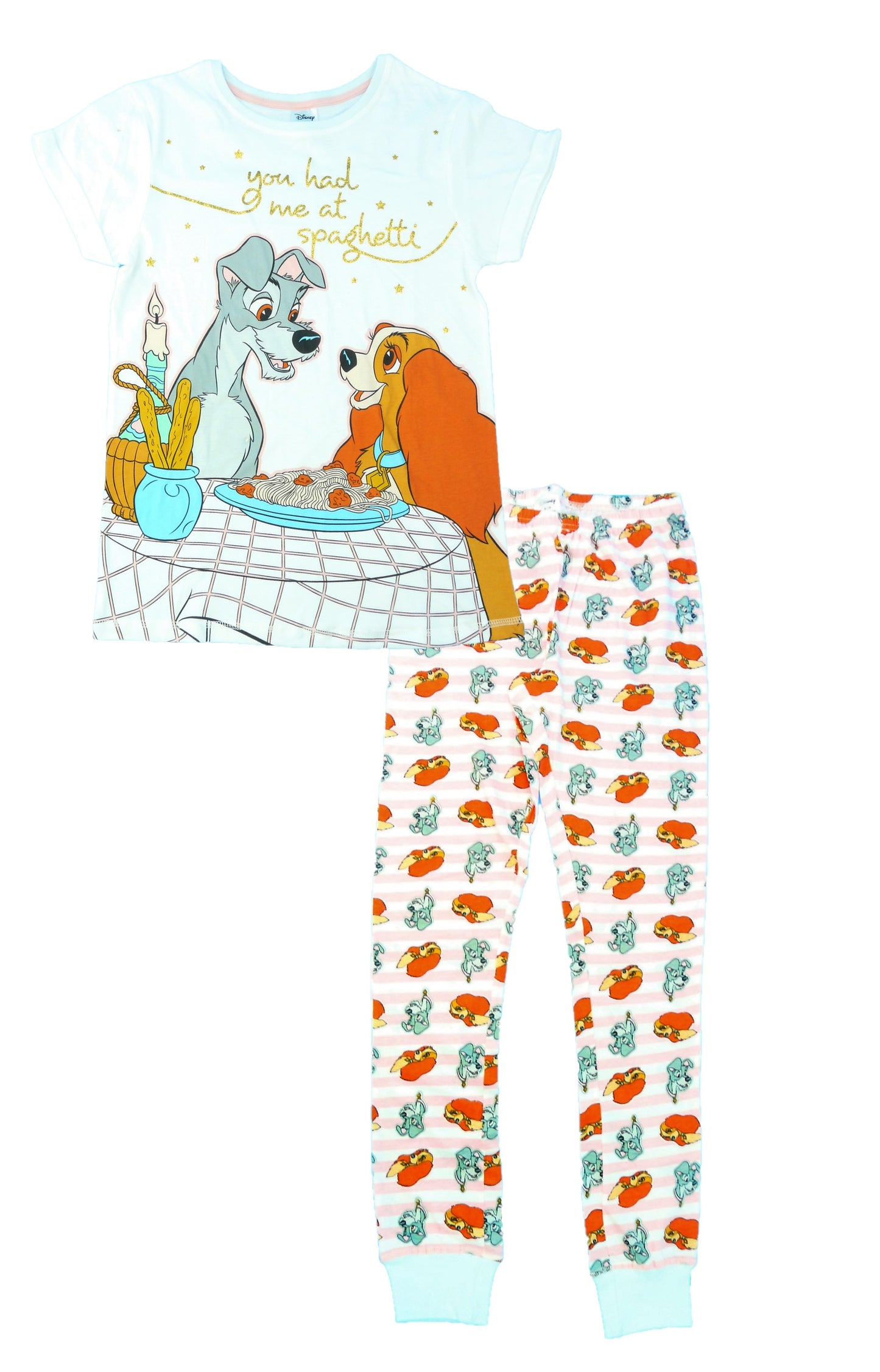 Lady and the Tramp “Spaghetti” Ladies Pyjama Set Size 8-10- Great Gift Idea