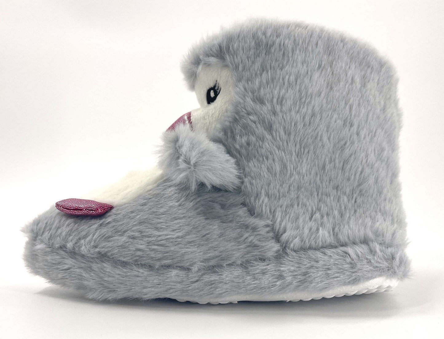 Girls Penguin Design Novelty Faux Fur Plush Boot Slippers