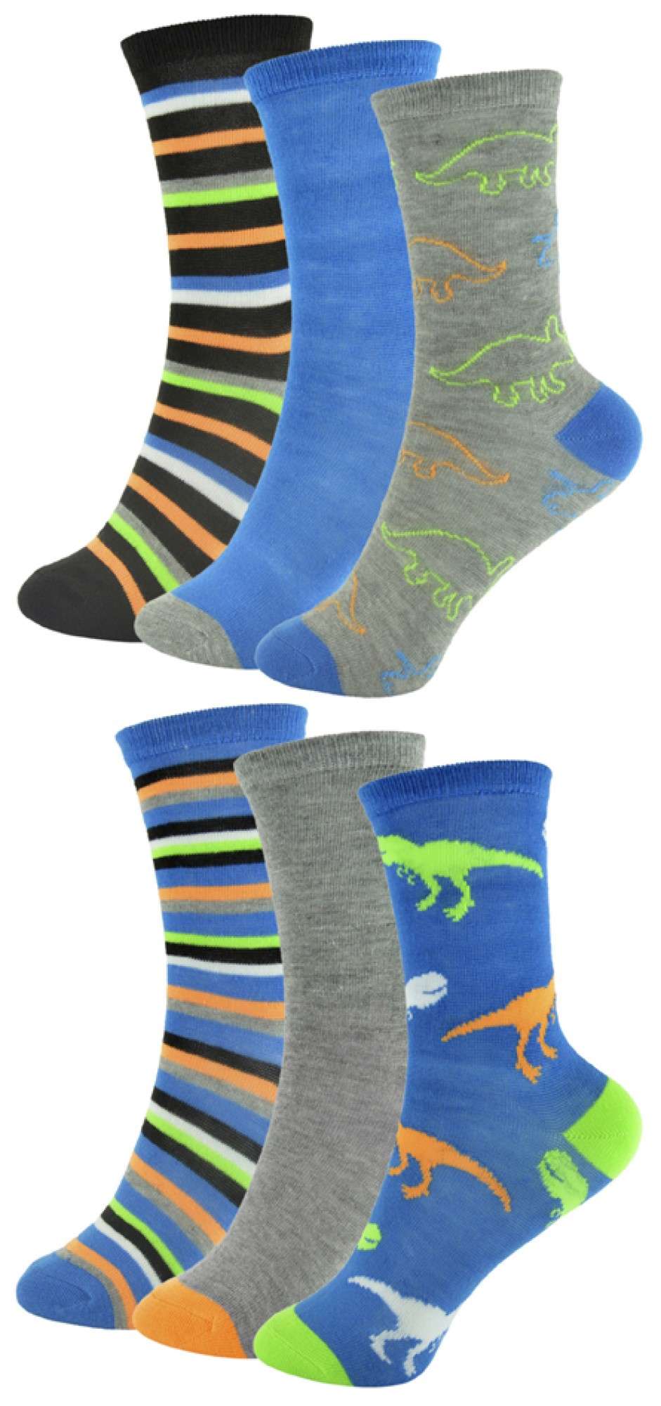 6 Pairs Boys Multicoloured Patterned Socks