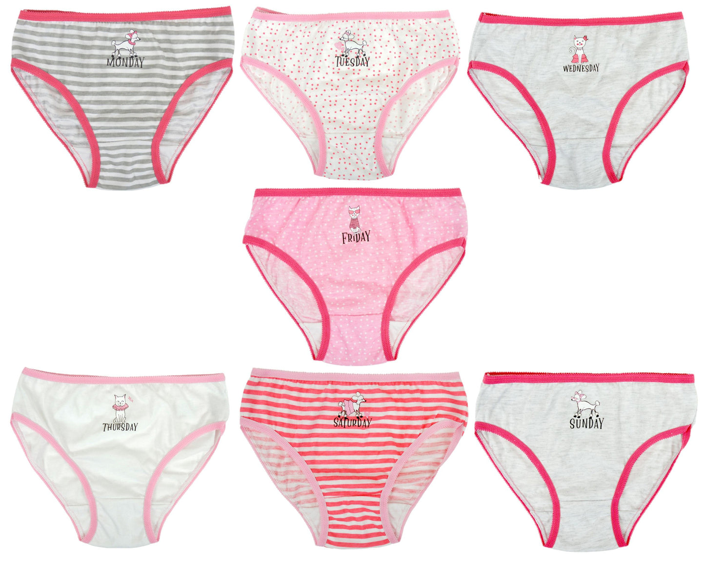 7 Pairs Girls Days of the Week Cotton Knickers Underwear Briefs –  thingimijigs-shop