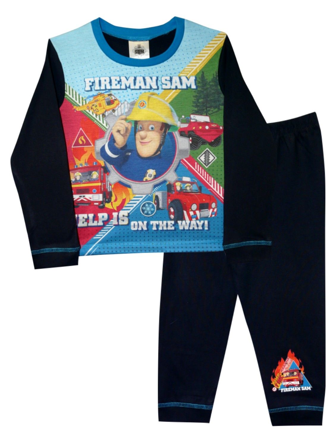 Fireman Sam "On the way" Boys Navy Blue Pyjamas