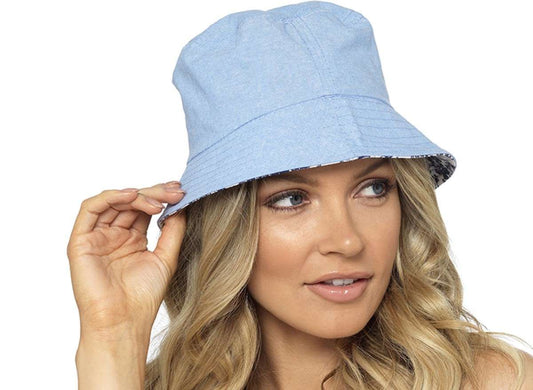 Women's Blue/Floral Reversible Bucket Hat