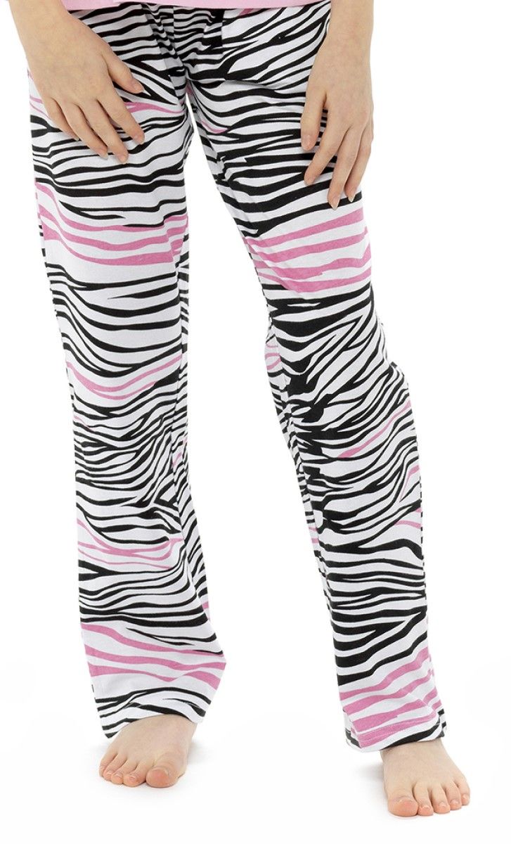 Girls Zebra Print Ruffle Top Pyjama Set