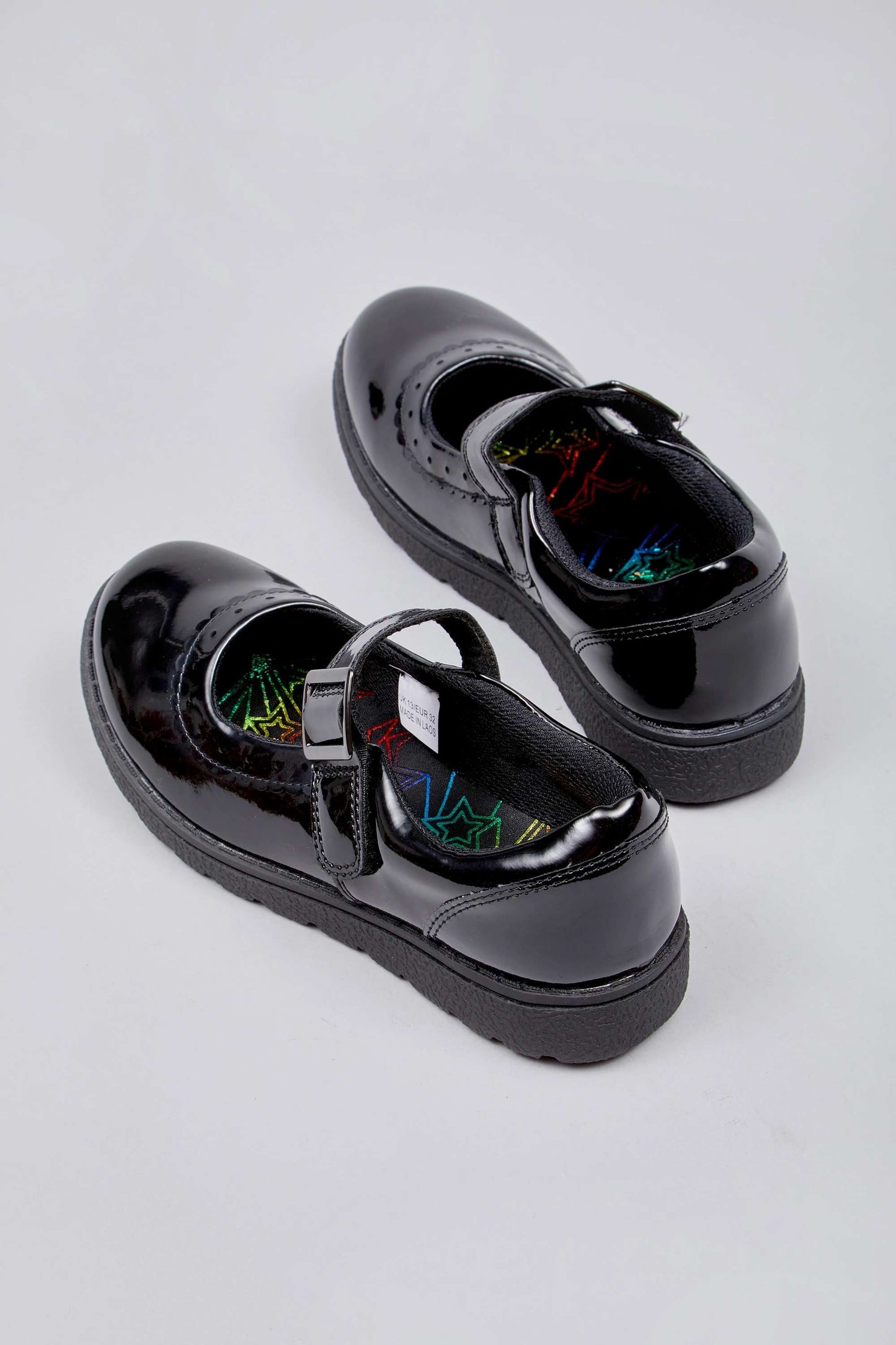 Girls Black Patent Easy Close Mary Jane School Shoes