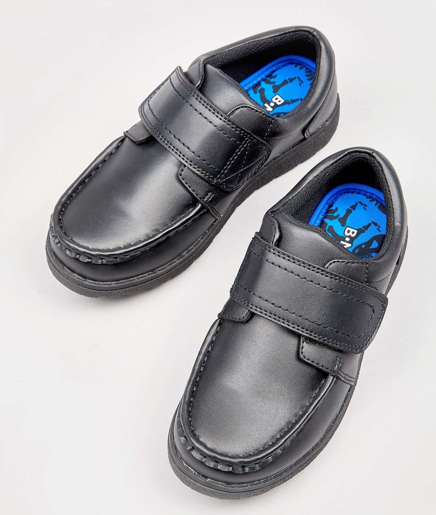 Boys Matt Black School Shoes withTouch & Close Adjustable Straps