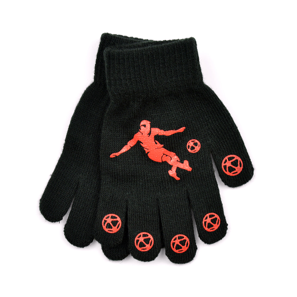 3 Pairs Boys Football Pattern Gripper Stretch Gloves