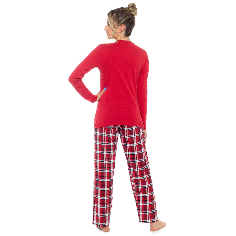 Ladies Christmas Patterned Cotton Jersey Pyjamas Loungewear