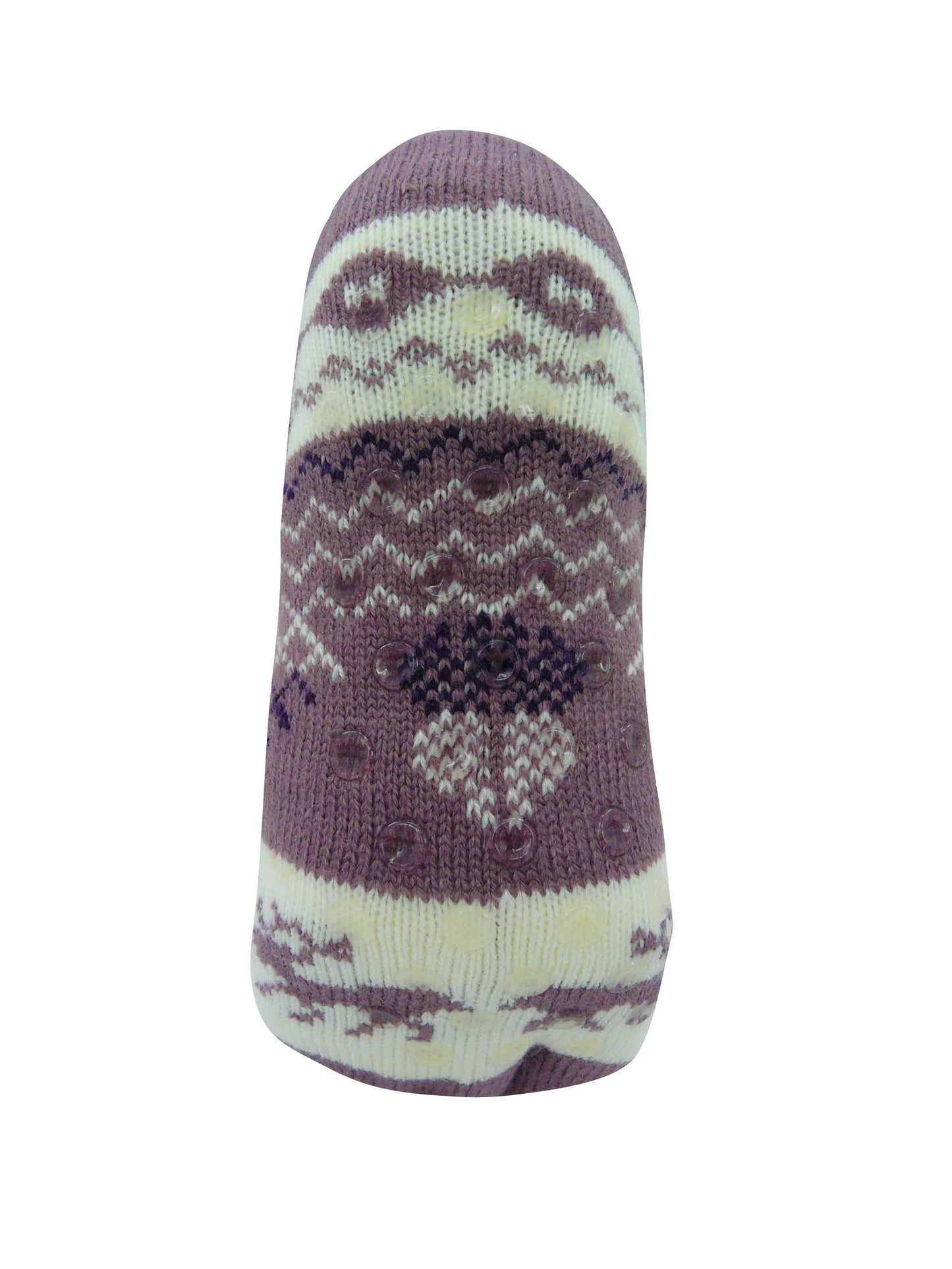 Ladies Fleece Lined Reindeer Fairisle Stripe Slipper Socks