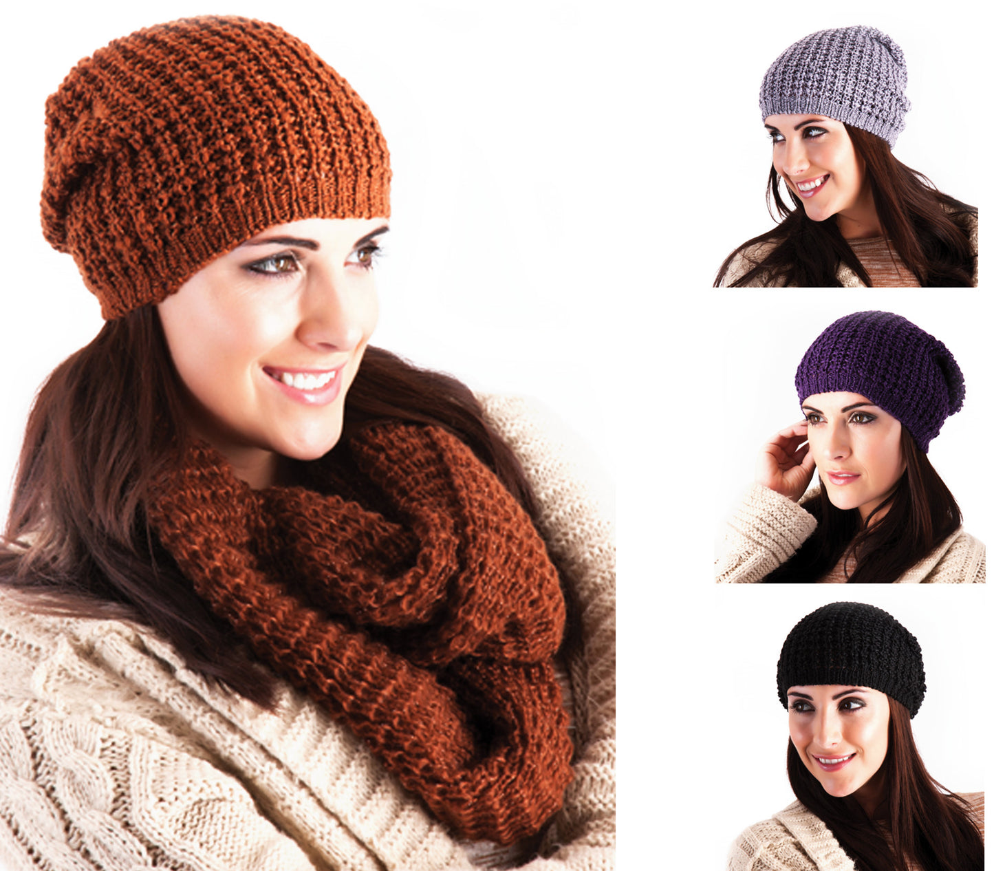 Ladies Knitted Slouch Winter Hat 4 Colours To Choose from