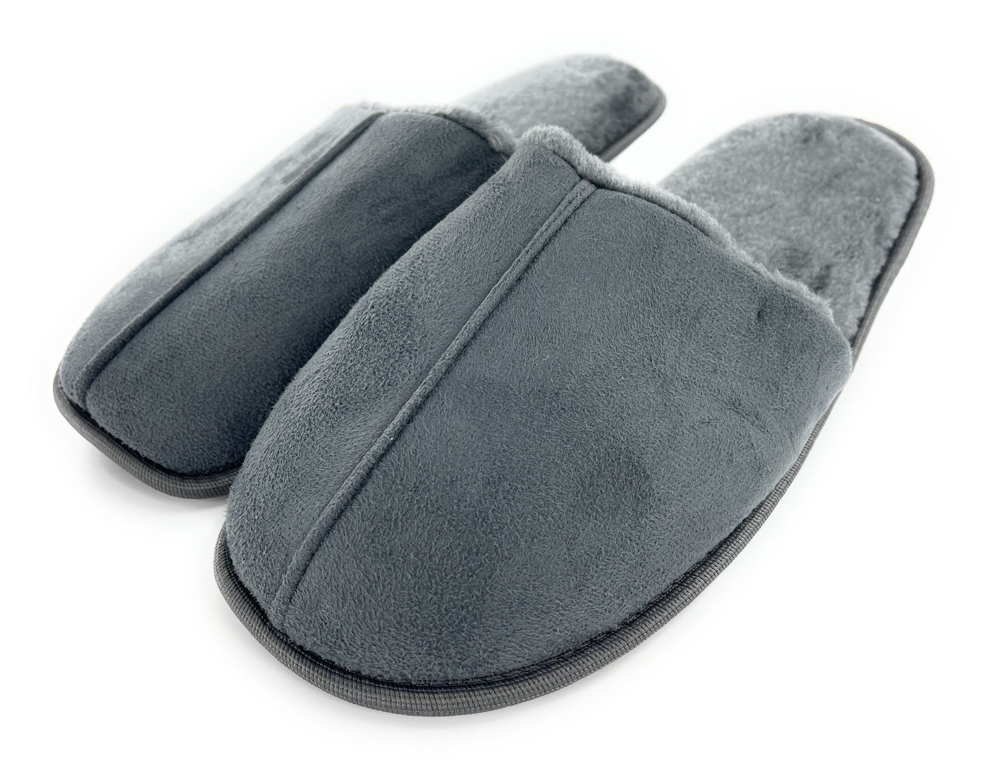 Mens Grey Memory Foam Mule Slippers - 9-10
